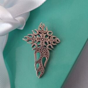 QG Quality Gold Sterling Silver 935 4 Point Fiery Cross Pendant